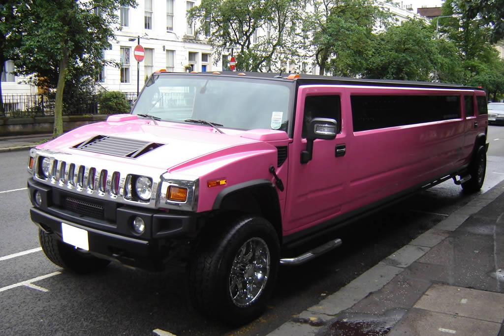 Telford Pink Hummer Limo outside